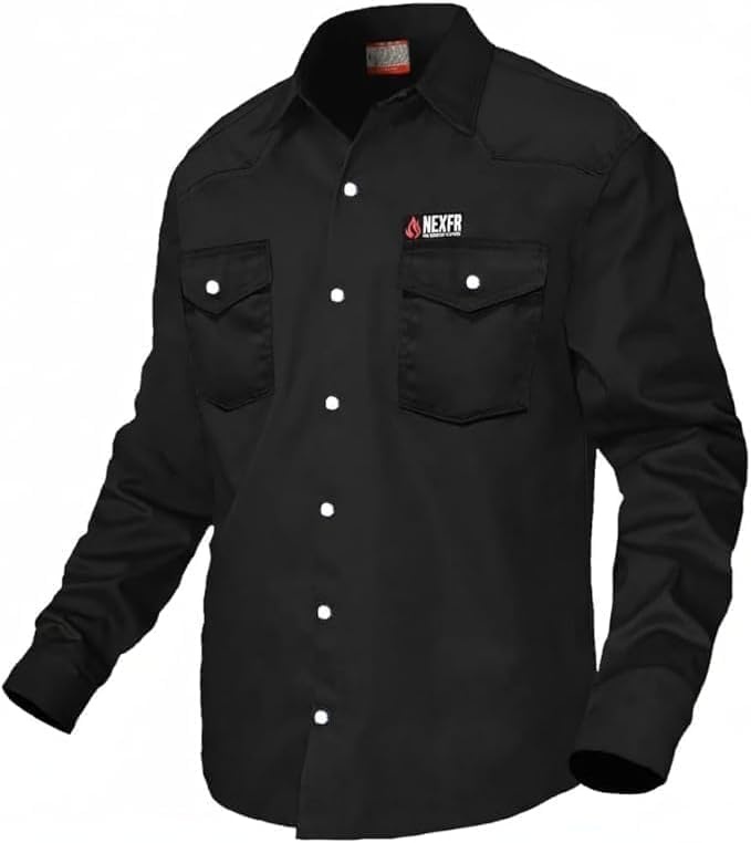 Næxon Pearl-Snap FR Work Shirt — Black product photo